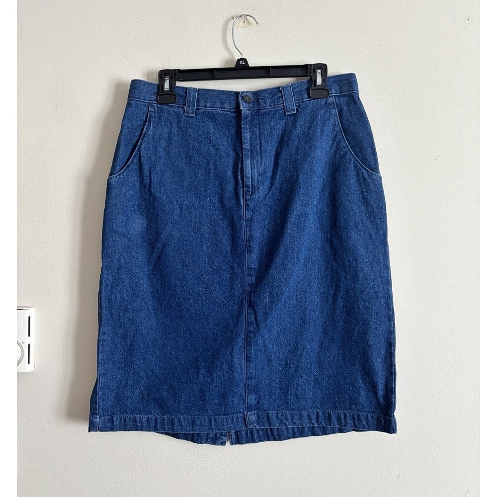 Vintage Y2K 90s 2000s Denim Skirt Size‎ 14 Large Lee Casuals Cotton Blue Western